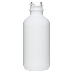 2 oz (60 ml) Glossy White Glass Boston Round Bottles 20-400 Neck Finish