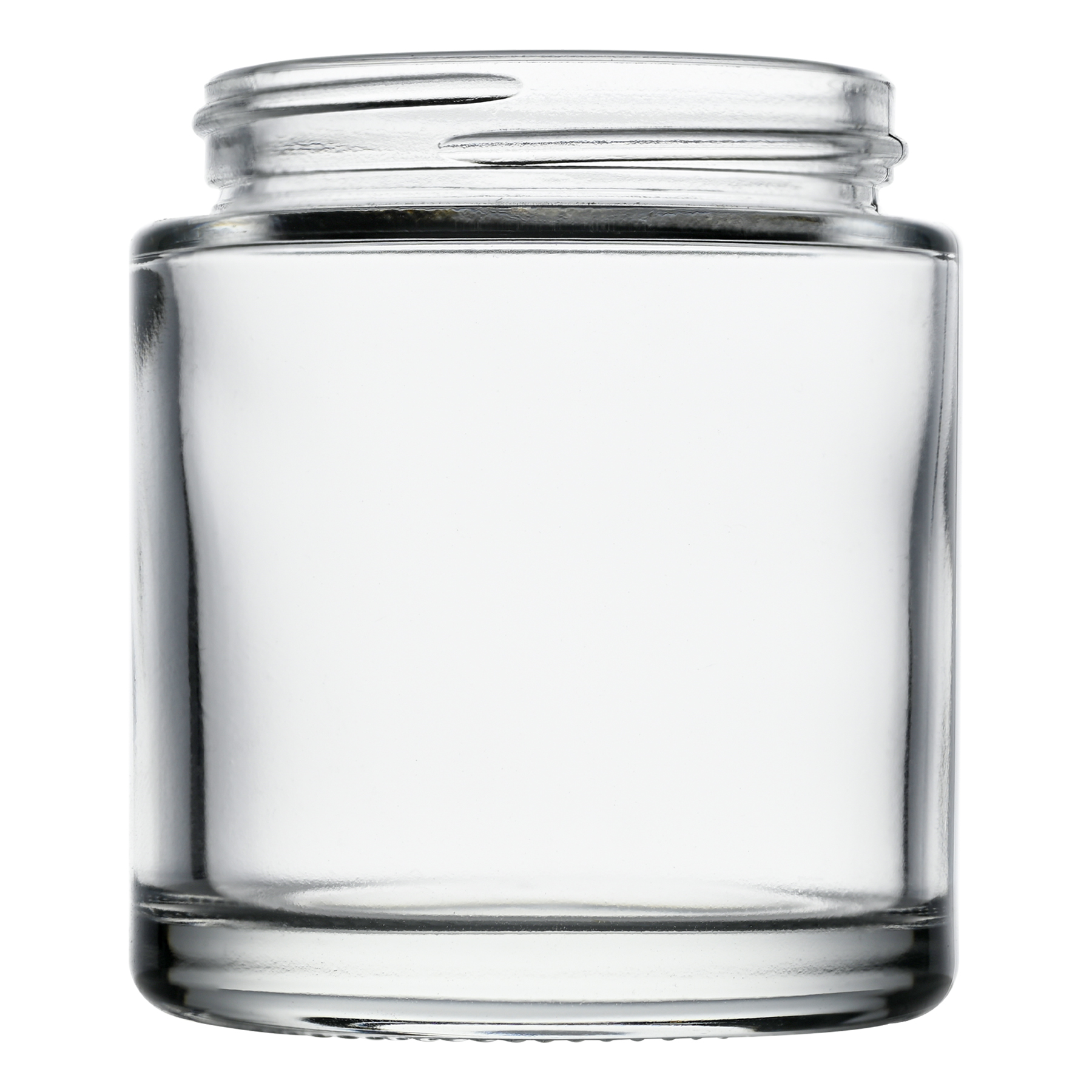 R035509001 3 oz Clear Straight Sided Glass Jar with 50-400 Neck Finish side view