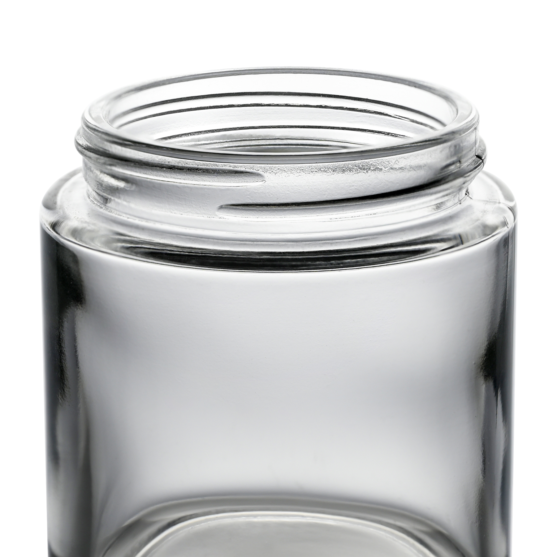 R035509001(1) 3 oz Clear Straight Sided Glass Jar with 50-400 Neck Finish tilted view