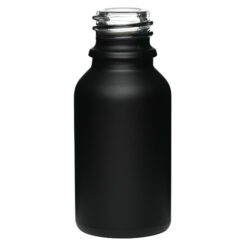 0.5 oz (15 ml) Matte Black Glass Euro Round Bottles 18 mm Neck Finish