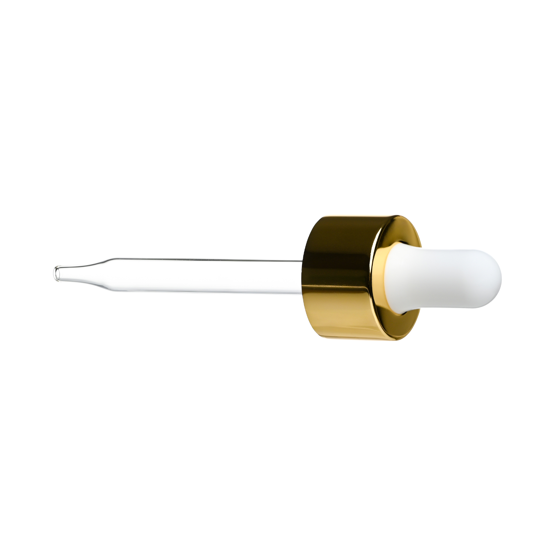 GA0520760222(1) 20-400 Shiny Gold Dropper with Glossy White Rubber Bulb 76mm Straight Glass Pipette