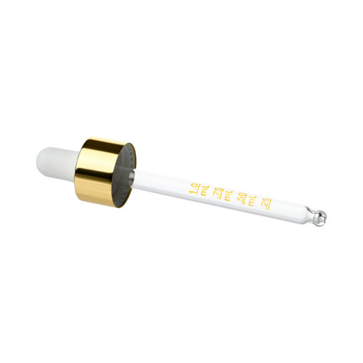 20-400 Shiny Gold Dropper with Matte White Rubber Bulb 91mm Bulb Tip Medical Graduated Glass Pipette