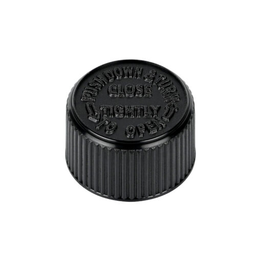 20-400 Black Ribbed Skirt CRC PDT Cap with PE Liner