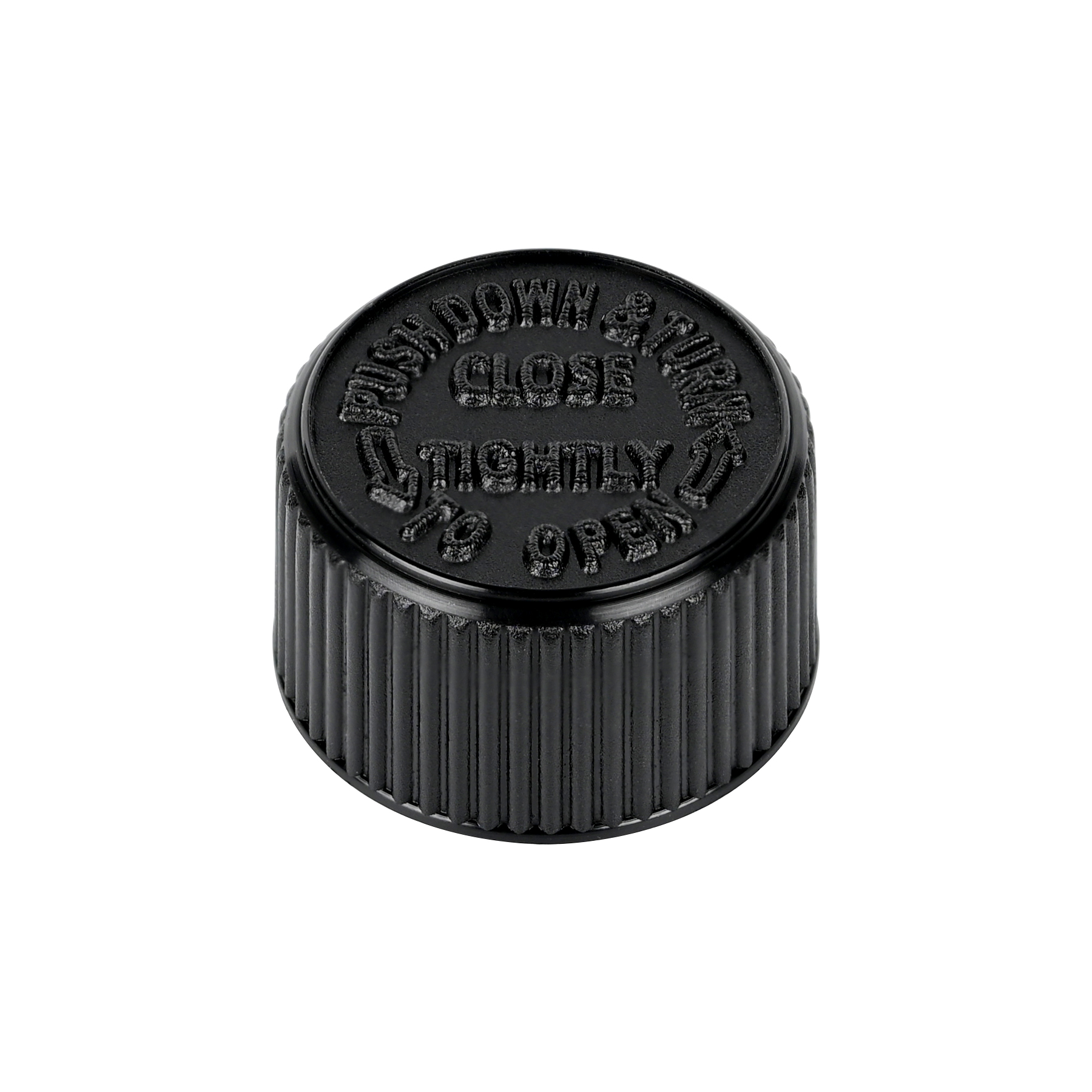 GB2820403PE 20-400 Black Ribbed Skirt CRC PDT Cap with PE Liner