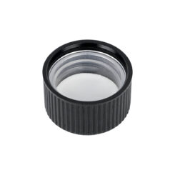 20-400 Black Ribbed Skirt CRC PDT Cap with Liner - PE (Polyethylene)