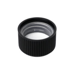 20-400 Black Ribbed Skirt CRC PDT Cap with Liner - PS (Pressure Seal)