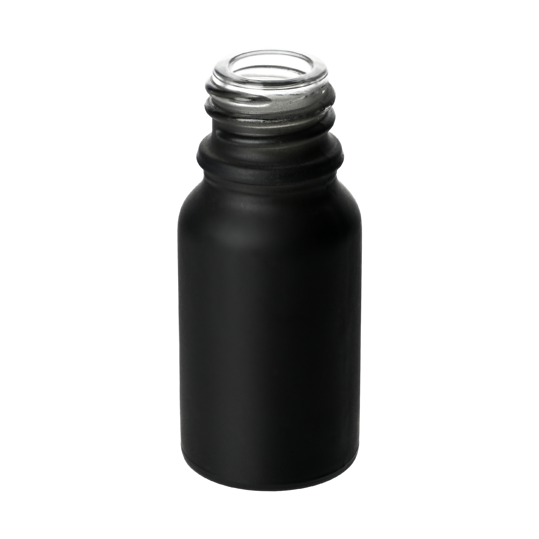 R10181013-540(1) 10ml Matte Black Euro Round Glass Bottle with 18-400 Neck Finish